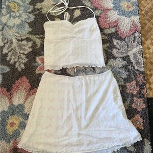 Garage White and Pink Floral Skirt Set